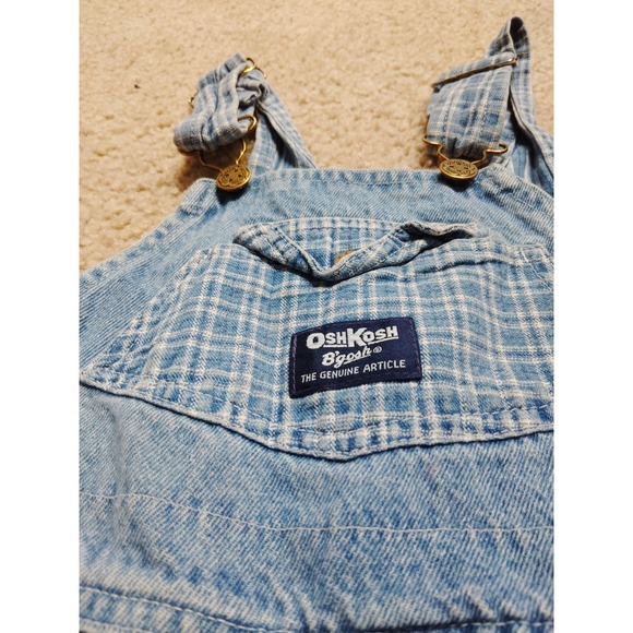 Vintage Oshkosh B'Gosh Plaid Overalls Boys Size 5 Paper Tag - Picture 1 of 8